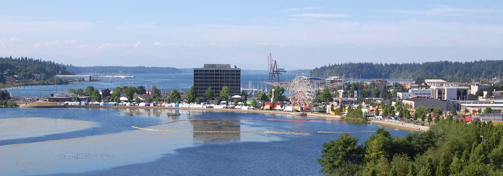 Downtown Olympia and Budd Inlet during the Lakefair festival